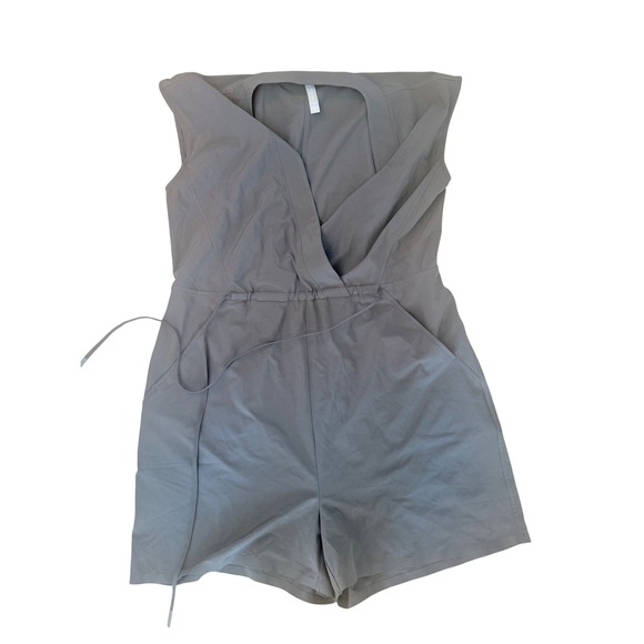 Athleta Pants - Athleta Womens Gray Sleeveless Surplice V-Neck Drawstring Waist Romper Size S